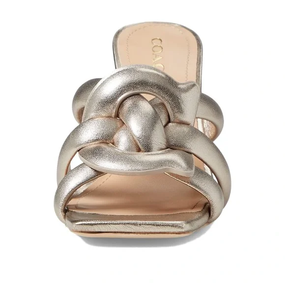 Coach Kellie Metallic Leather Sandal Platinum Champagne 9 B (M) - Picture 2 of 4